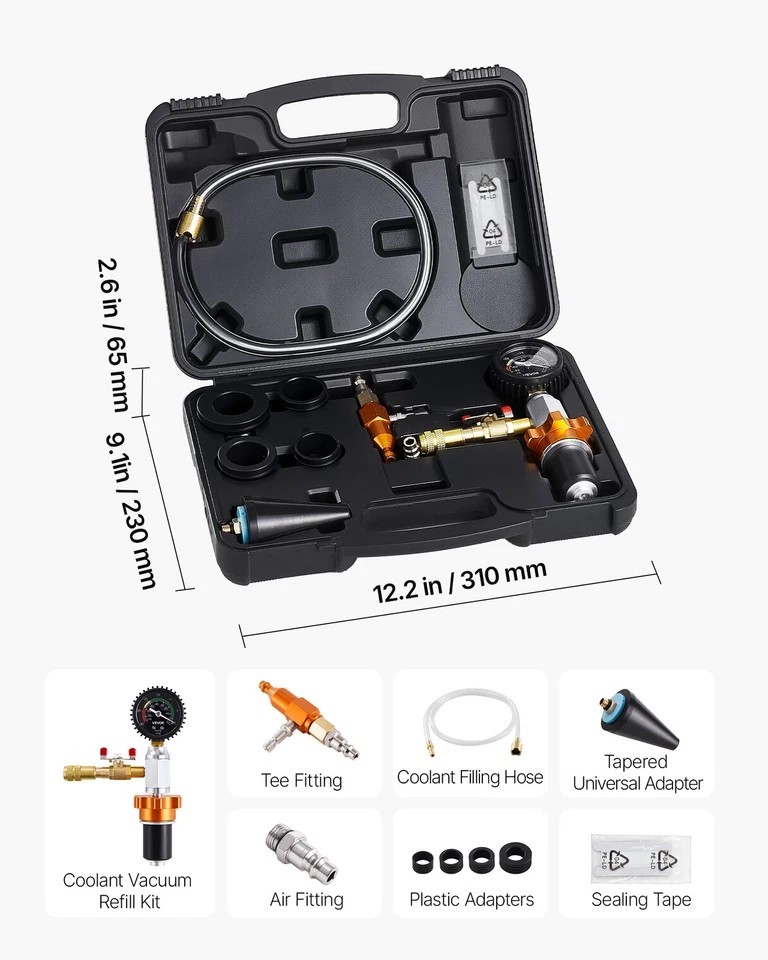 Radiator Vacuum Refill Kit Universal Car Cooling System Vacuum & Fill Kit