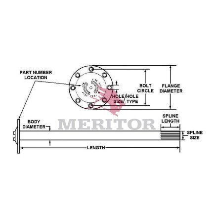 Meritor 3206N1340 Meritor Genuine Axle Shaft
