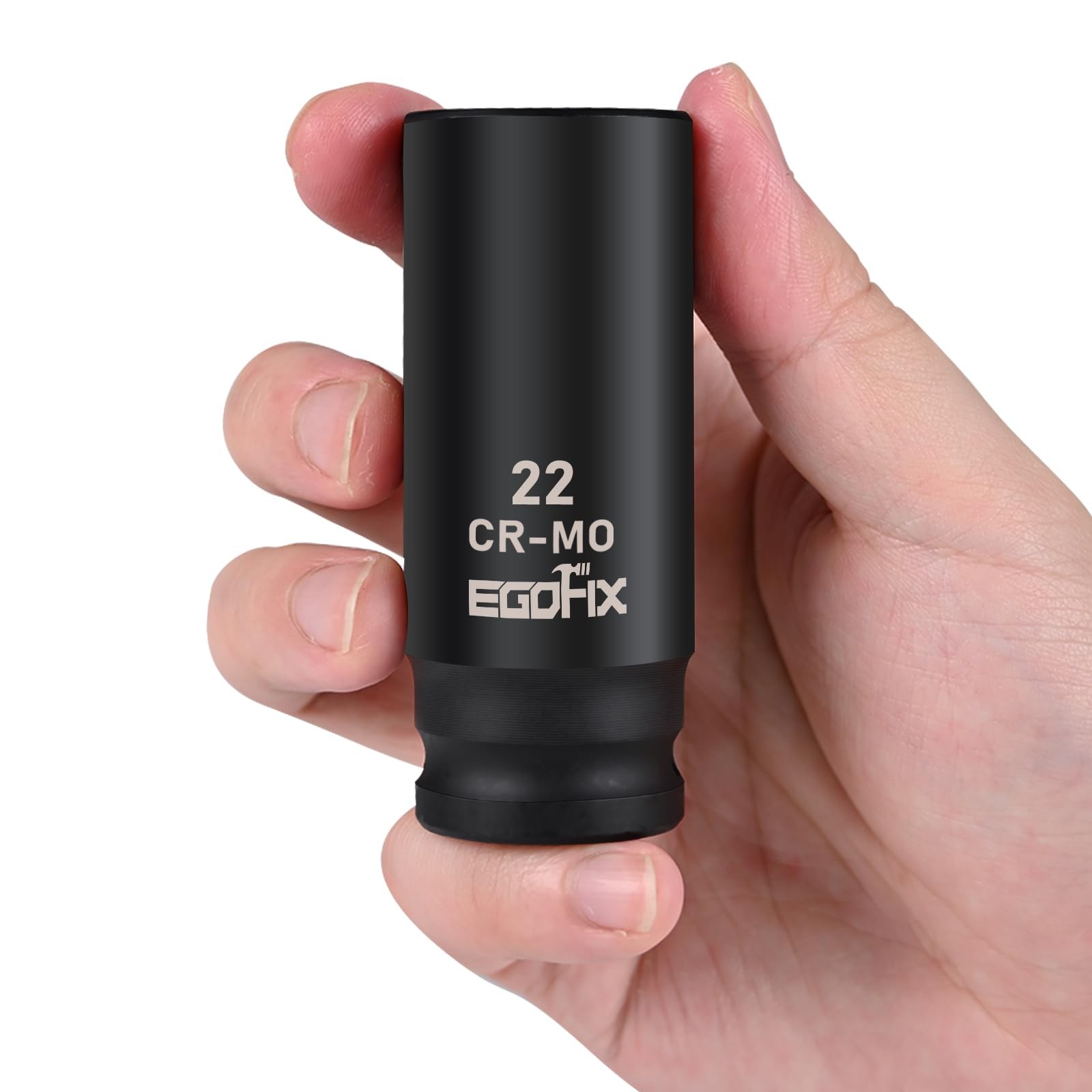EGOFIX 22mm Socket 1/2" Drive Deep Impact Metric Socket,CR-MO 22mm,