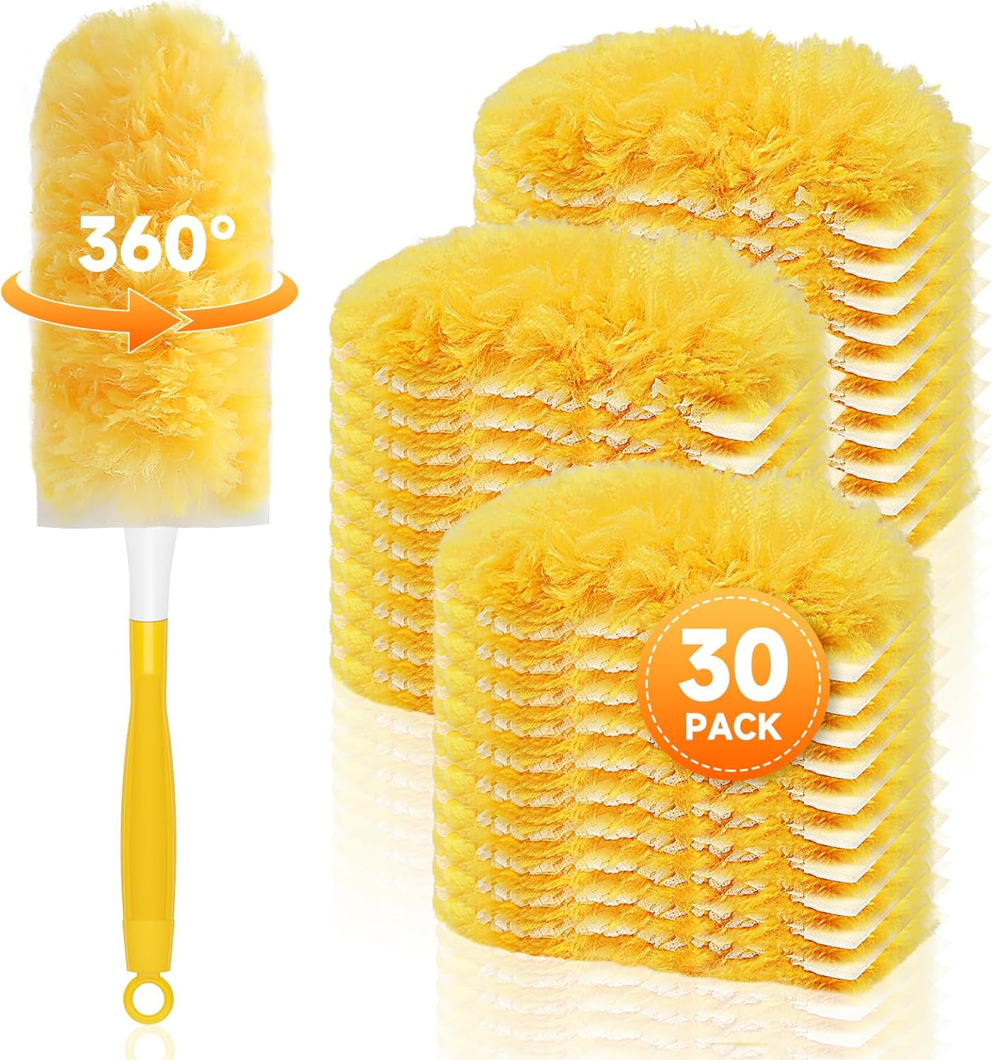 30 Count Duster Refills Compatible with Swiffer Dusters for Cleaning with 1 Hand