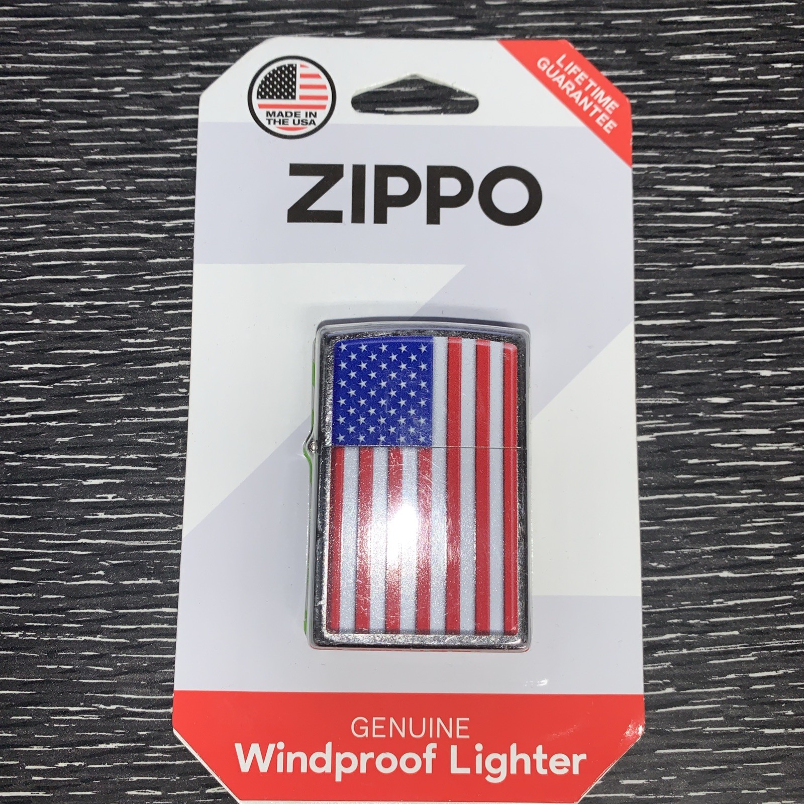 Zippo Windproof Lighter Patriotic American Flag Street Chrome Refillable