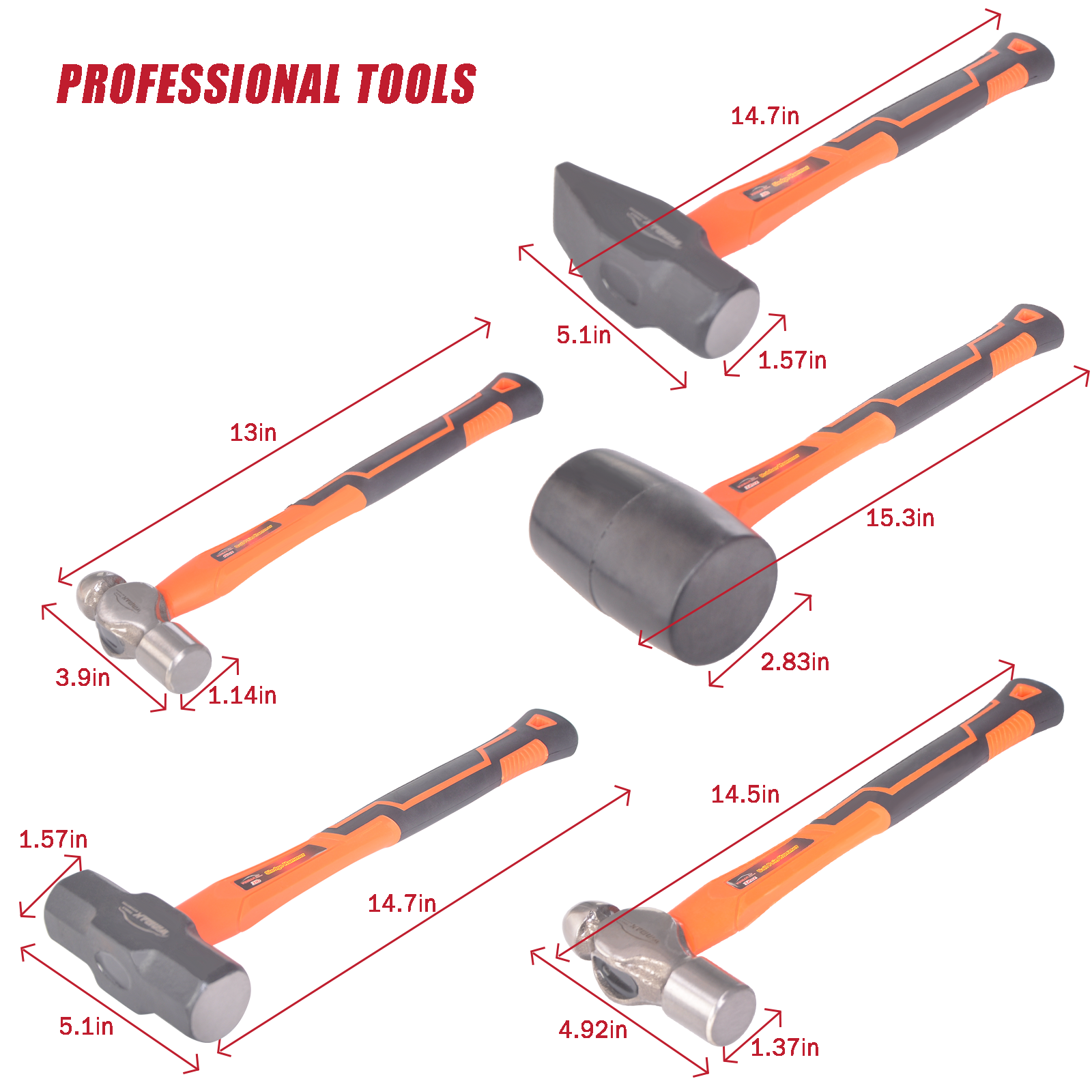 5pc Hammer Set Professional Blacksmith Propane Forge Tool Shop Pro Garage Kit