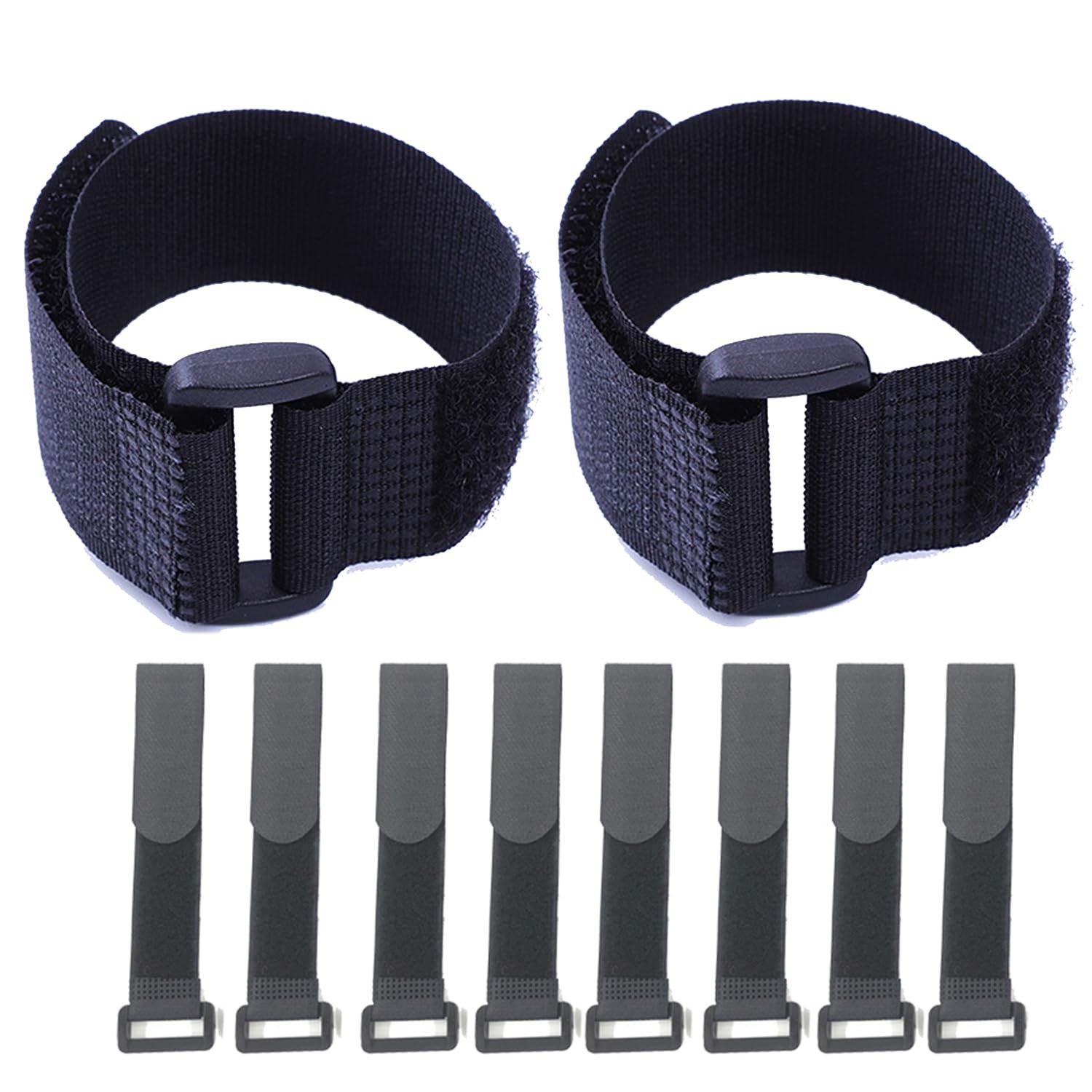 10 Pack 1x12 Inch Fastening Hook and Loop Cable Straps with Buckles