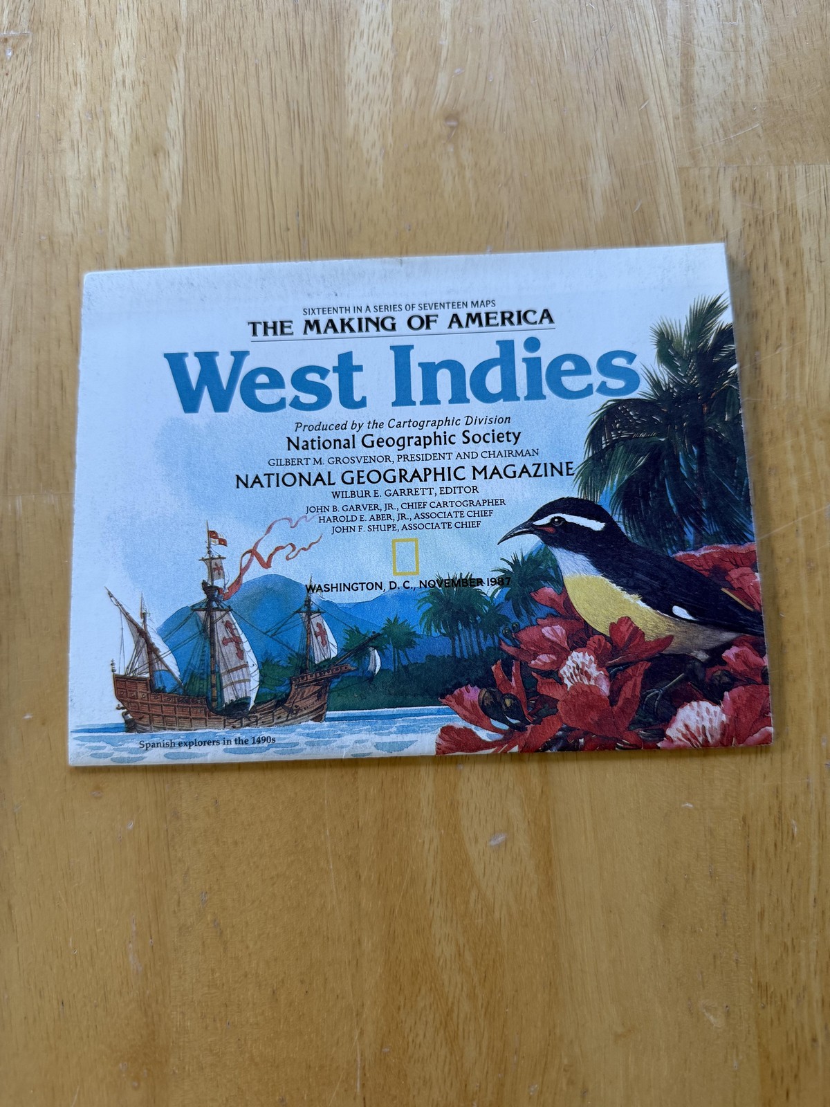Vintage 1987 National Geographic West Indies Map Travel Folded Brochure USA