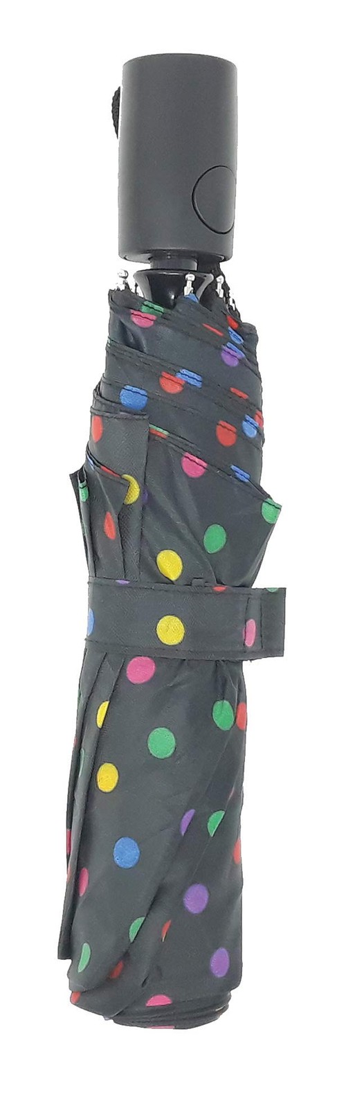 Basic auto open umbrella ~ 42" Coverage ~ Colorful dots on black