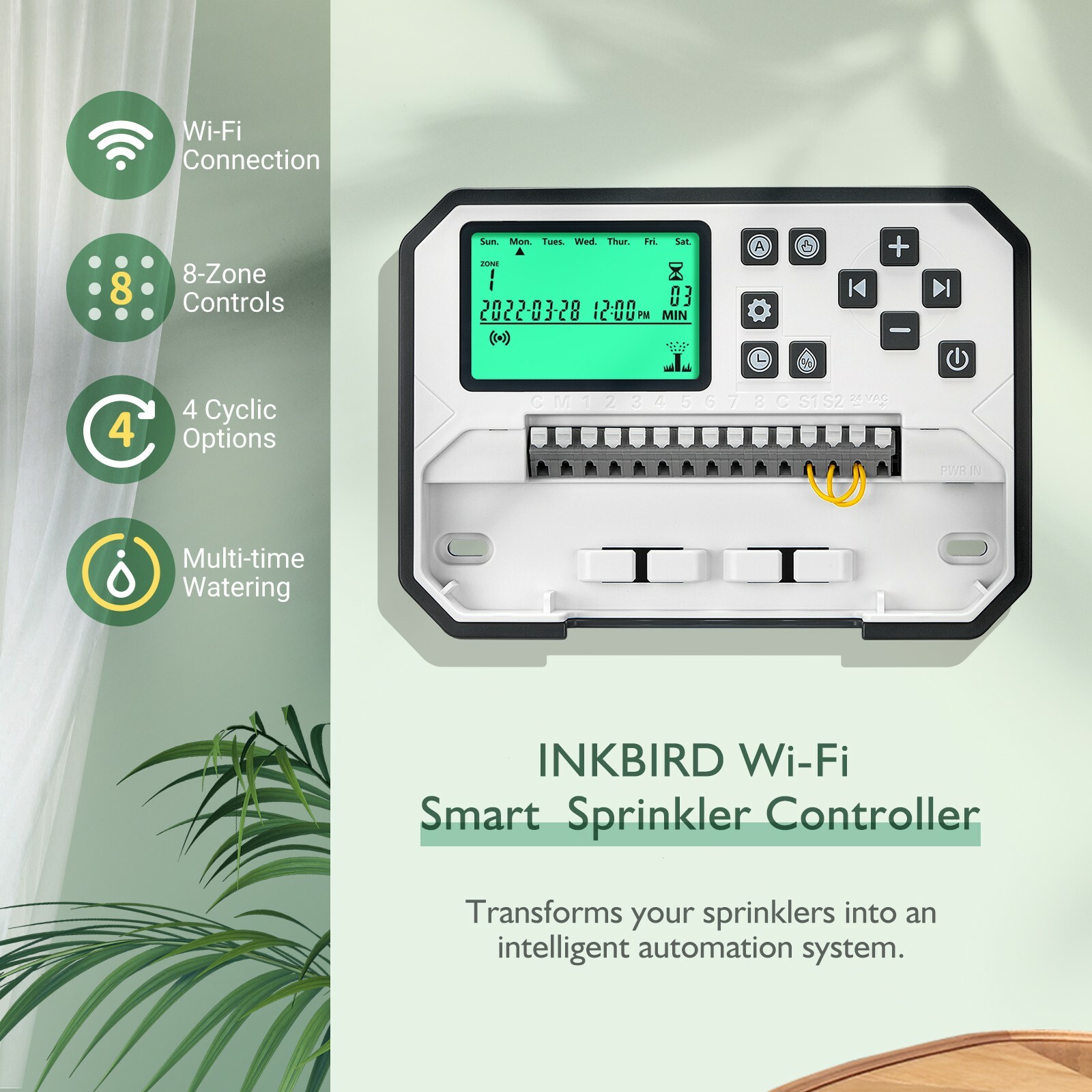Lawn Smart Sprinkler Controller Watering Timer 8 Stations WiFi Irrigation System