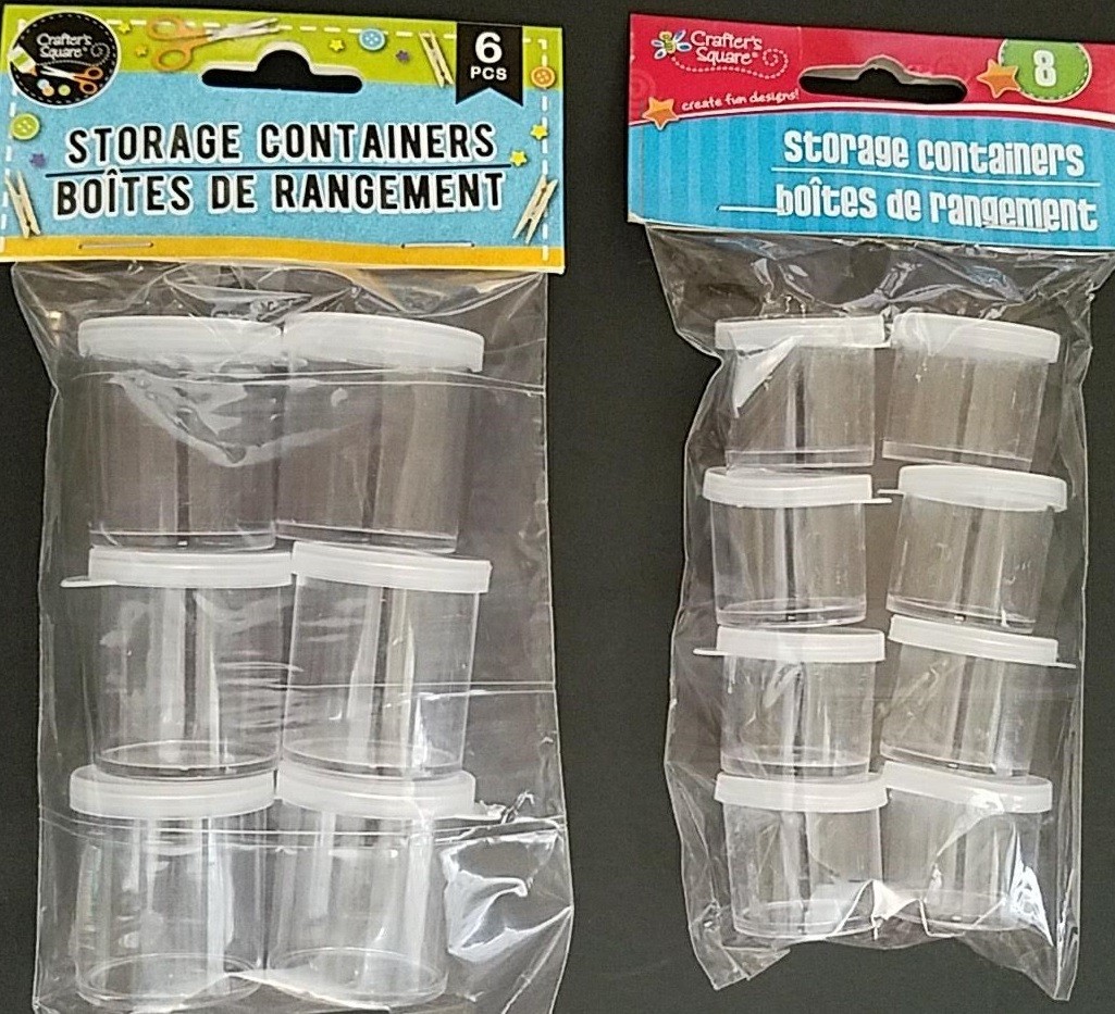 Reusable Clear Mini-Containers w Snap-On Lids, Select: 1” 8/Pk or 1.25" 6/Pk