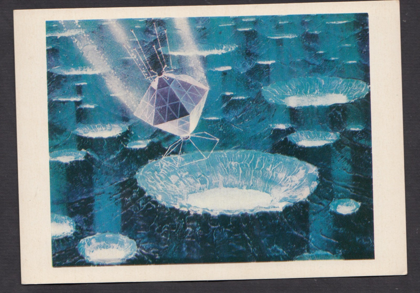 1978 Sputnik Soviet Space Ship Rocket on Uranus planet art  Sokolov postcard