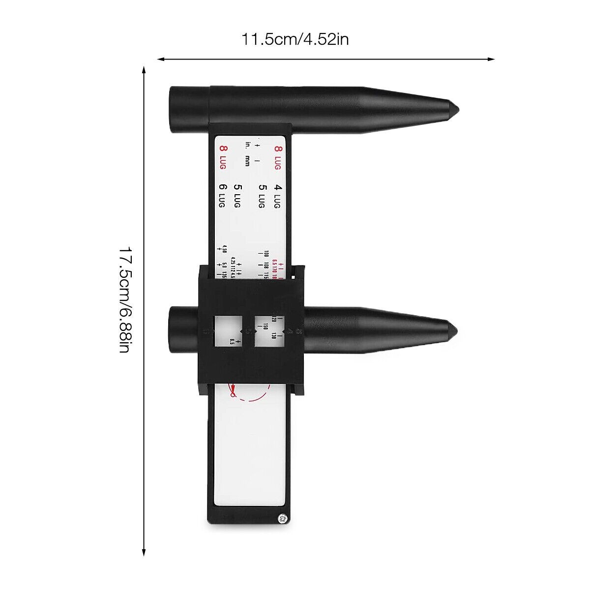 Precise Tire Bolts Wheel Rims Ruler Pattern Gauge PCD Measuring Tool 4,5,6,8 Lug