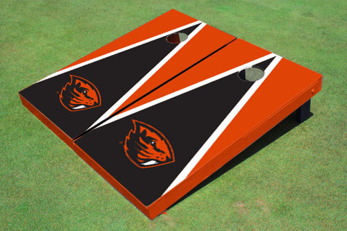 Oregon State University Black and Orange Matching Triangle Cornhole Boards