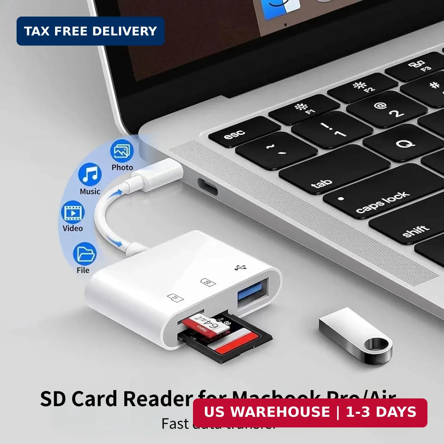 USB C SD Card Reader for iPhone 17/16/15 Series, USB C to Micro SD Memory Card A