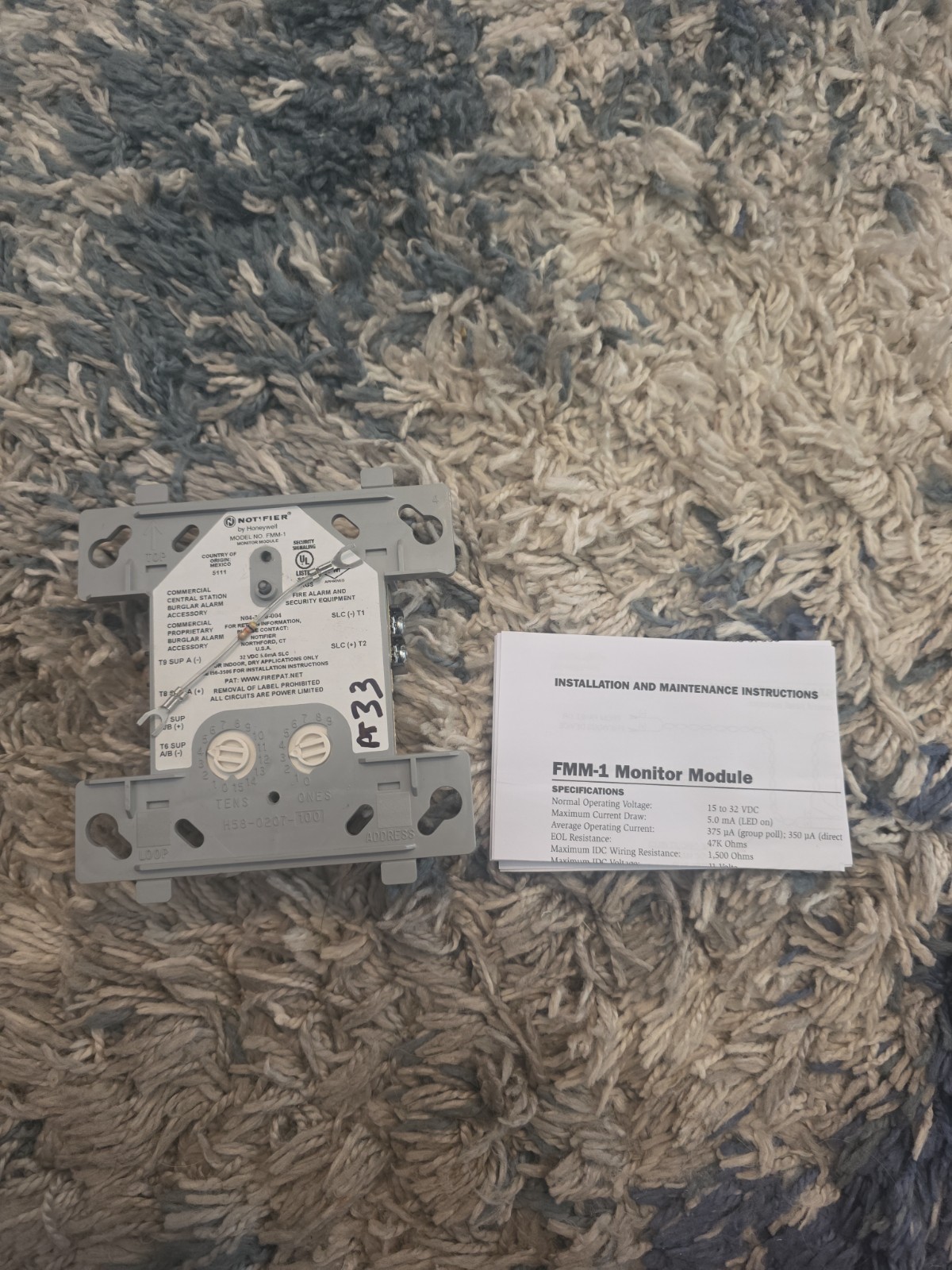 Notifier FMM-1 *Missing White Cover"