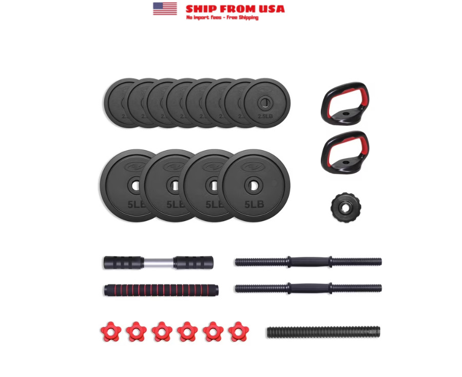 Athletic Works 40LB 5 in 1 Adjustable Dumbbell Set , Fitness Exercises for Home