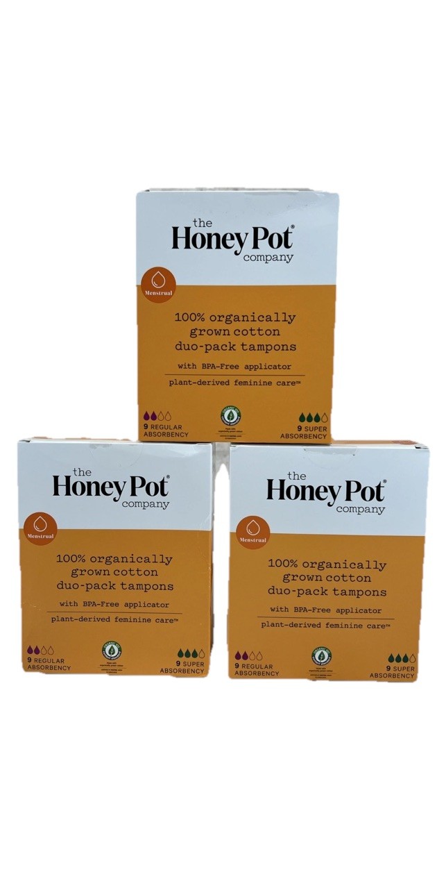 3 Boxes! Honey Pot Duo Pack Tampon Plastic Applicator Regular + Super- 54 Total!