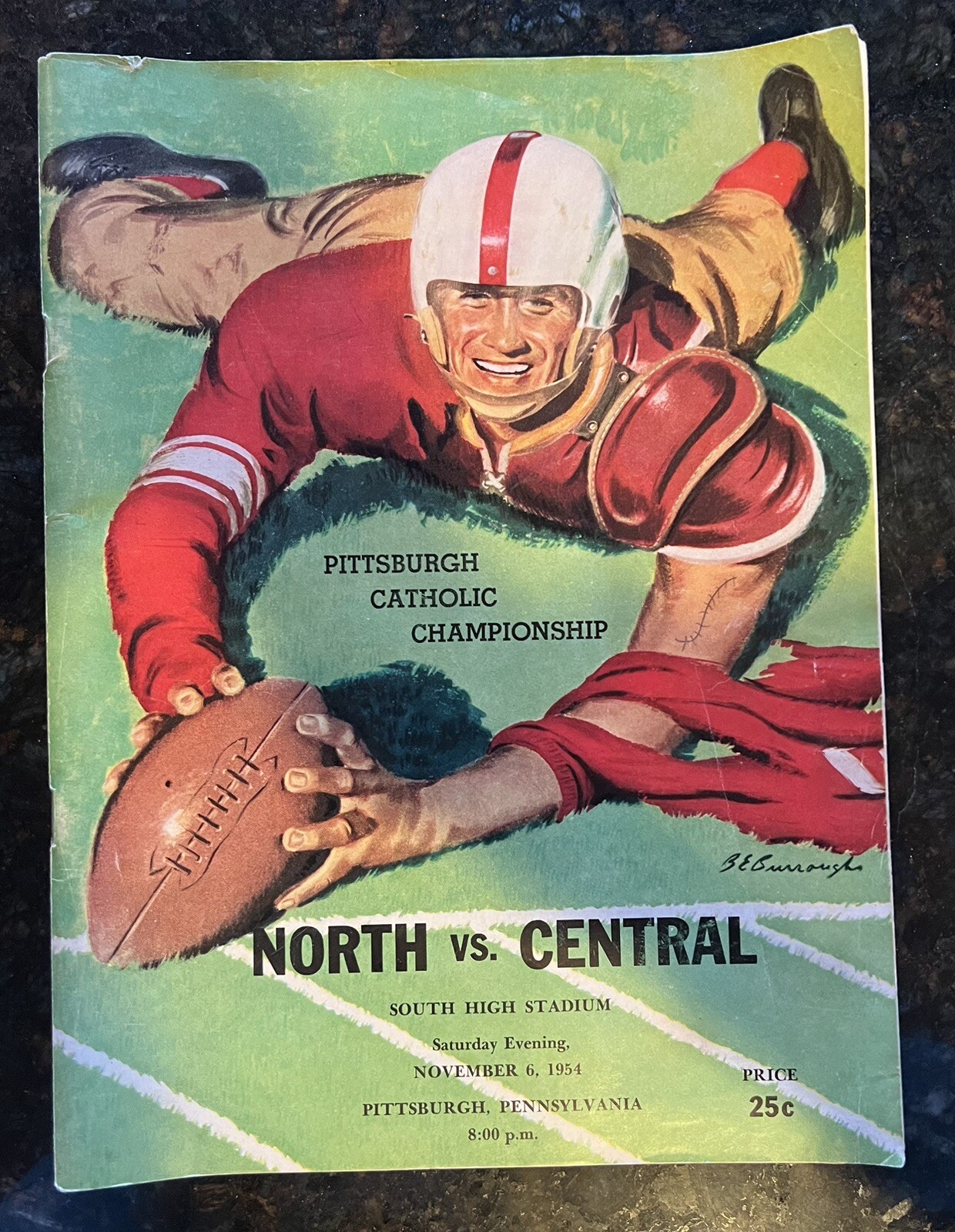 1954 PITTSBURGH CATHOLIC Football Championship NORTH vs Central PROGRAM