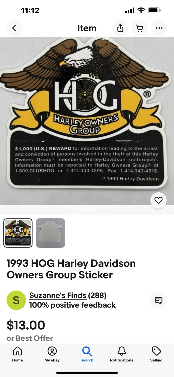 HOG Harley Davidson Owner Group Sticker