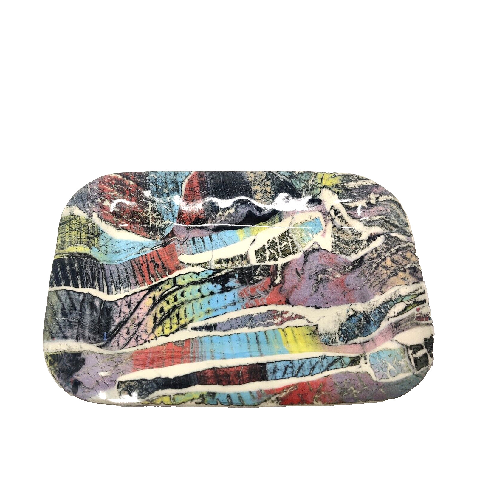 Z.Z. ZigZag Ceramic Rolling Tray Trinket Dish AOP Snakeskin Colorful Psychedelic