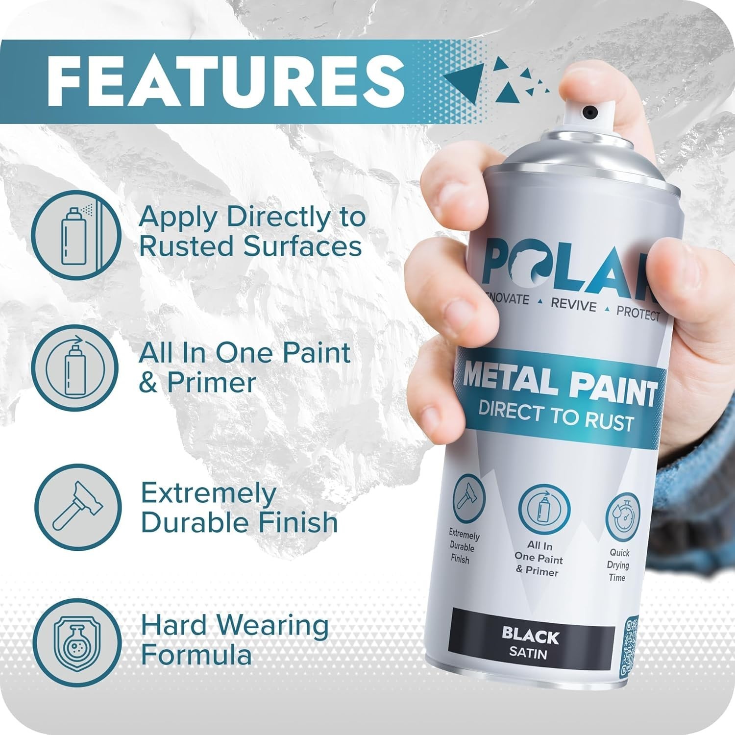 Quick Dry Rust Stop Spray Paint - Black - Metal, Wood