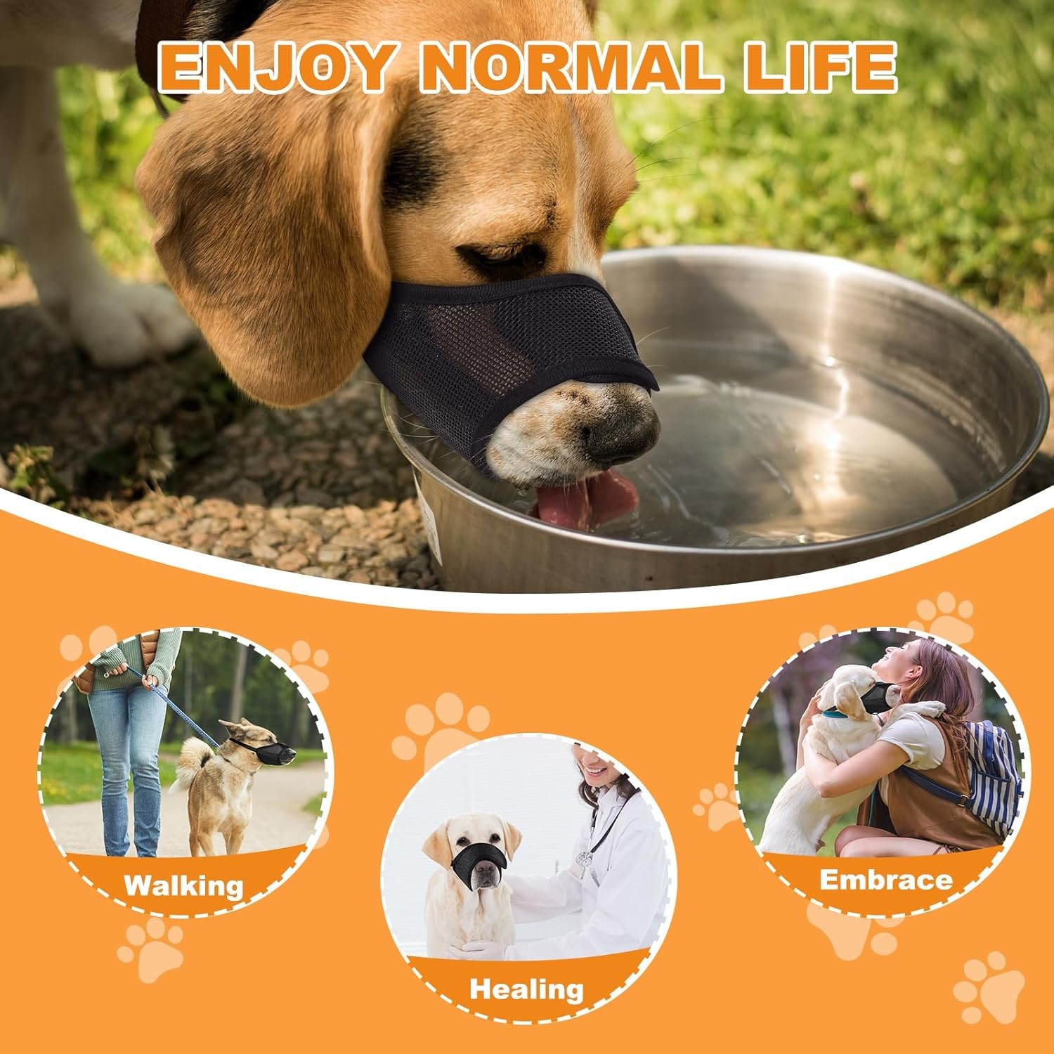 Dog Muzzle Soft Nylon Air Mesh Breathable Drinkable Anti-Bite Adjustable