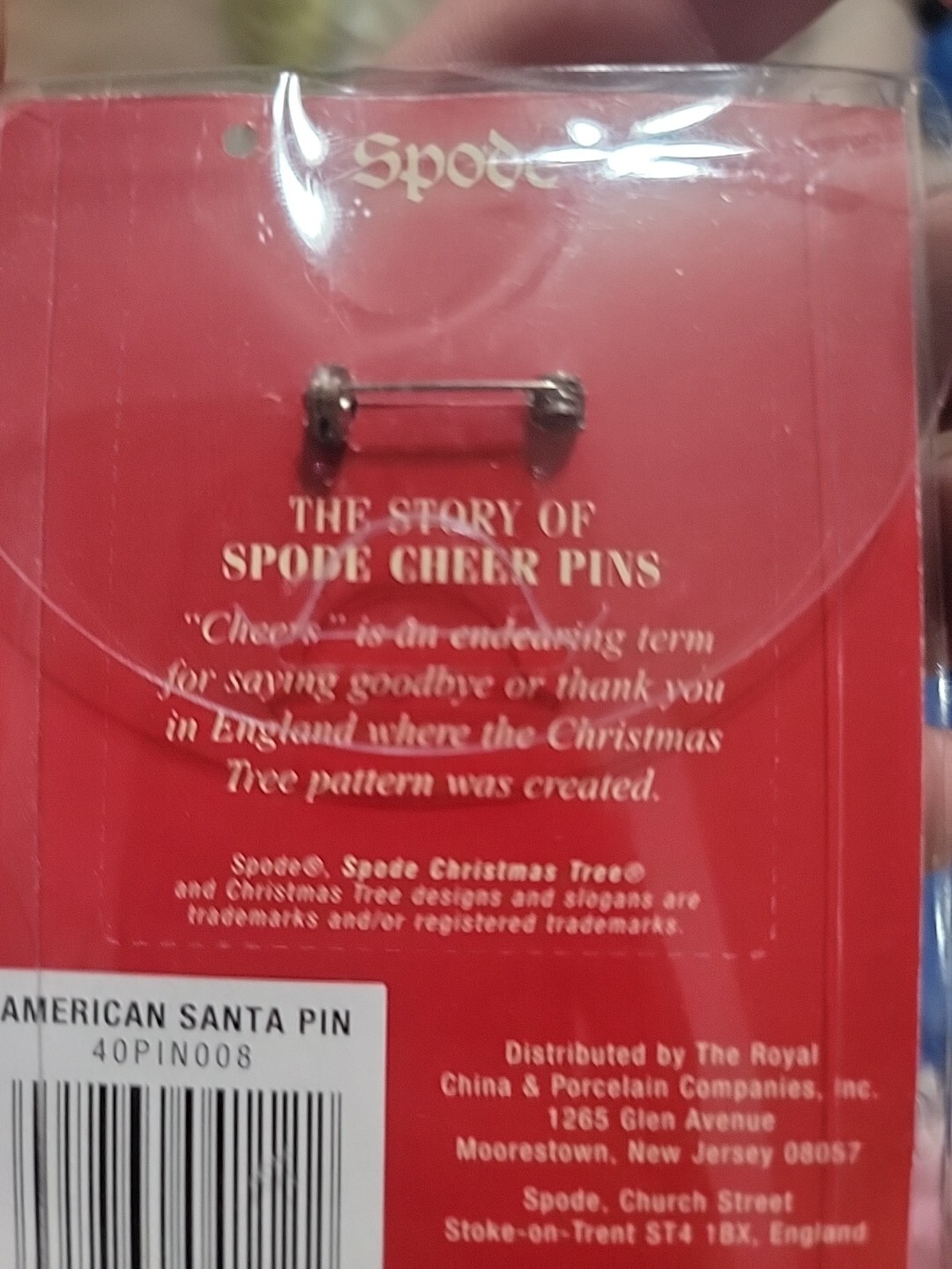 Spode Christmas Tree Cheer American Santa Pin 2004