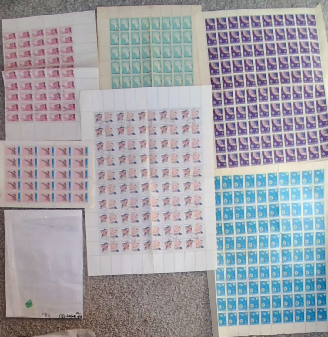6 VIETNAM USED STAMP SHEETS - FOLDED - WW WORLDWIDE SET - ALL DIFFERENT