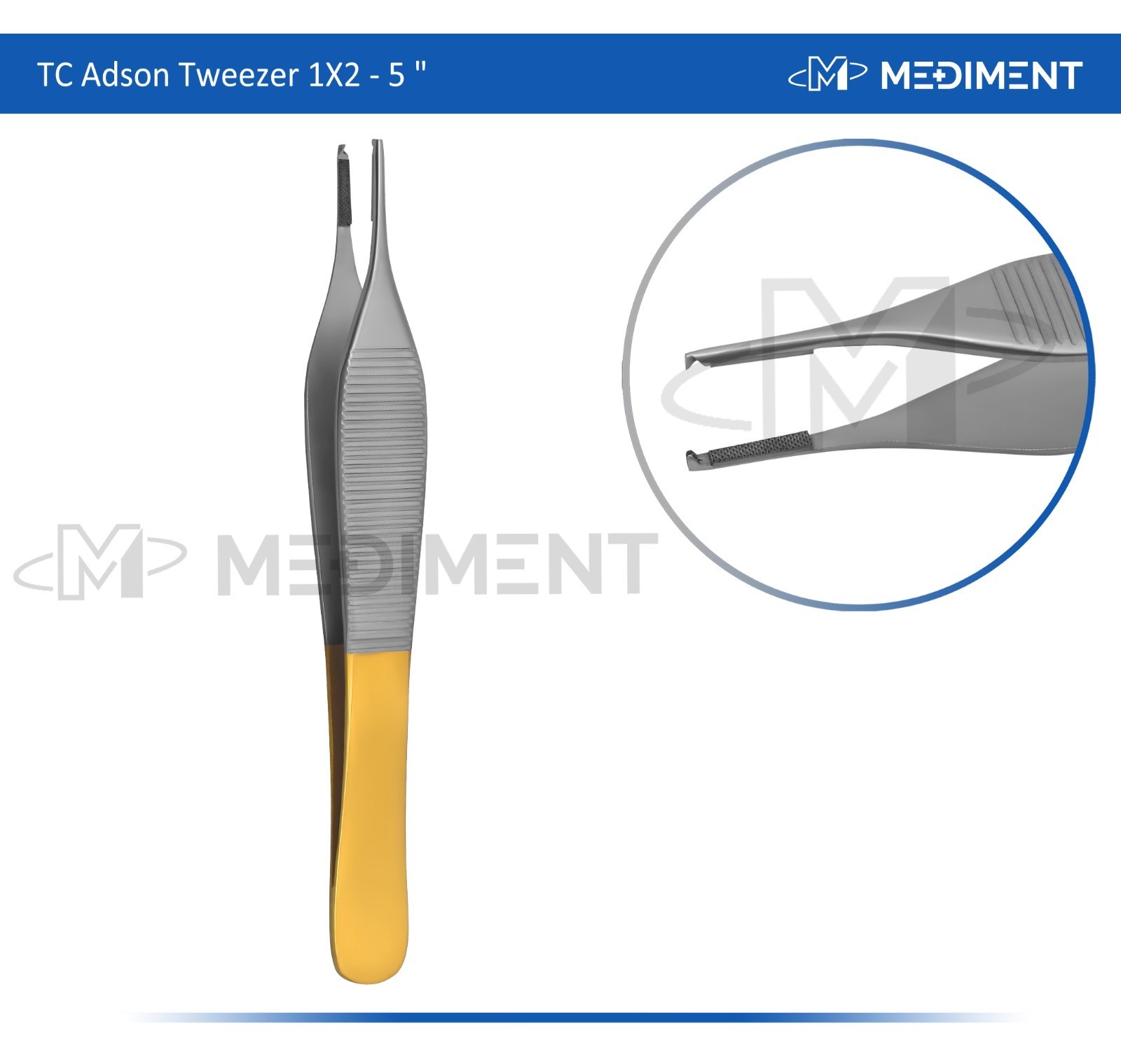 5 pcs TC Adson Tissue Rat Tooth 1x2 Forceps 5" Plastic Surgery German Grade
