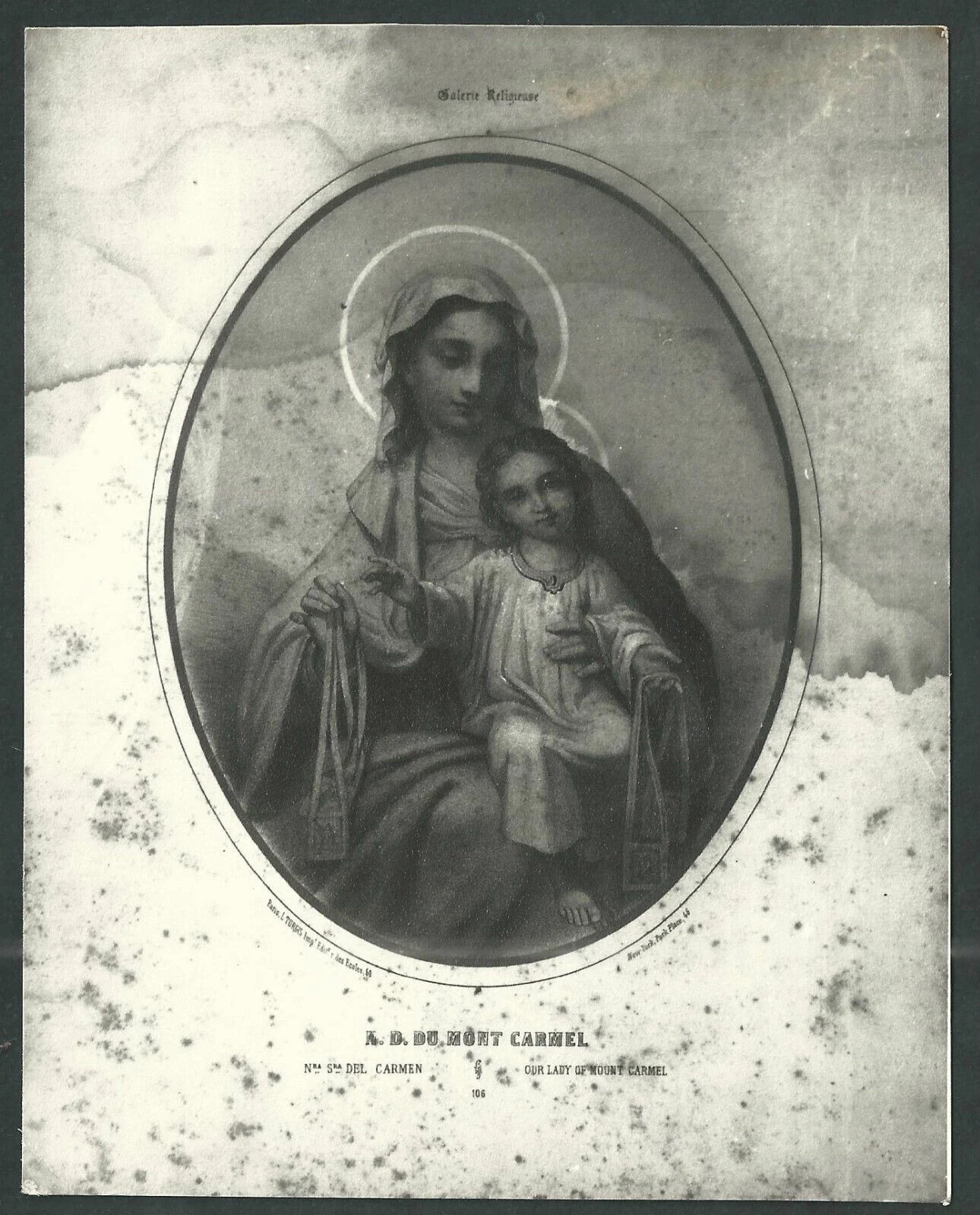 Holy card antique de la Virgin del Carmen santino image pieuses estampa