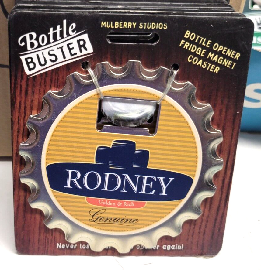 RODNEY PERSONALIZED MULTI GADGET BOTTLE OPENER MAGNET COASTER NEW - U