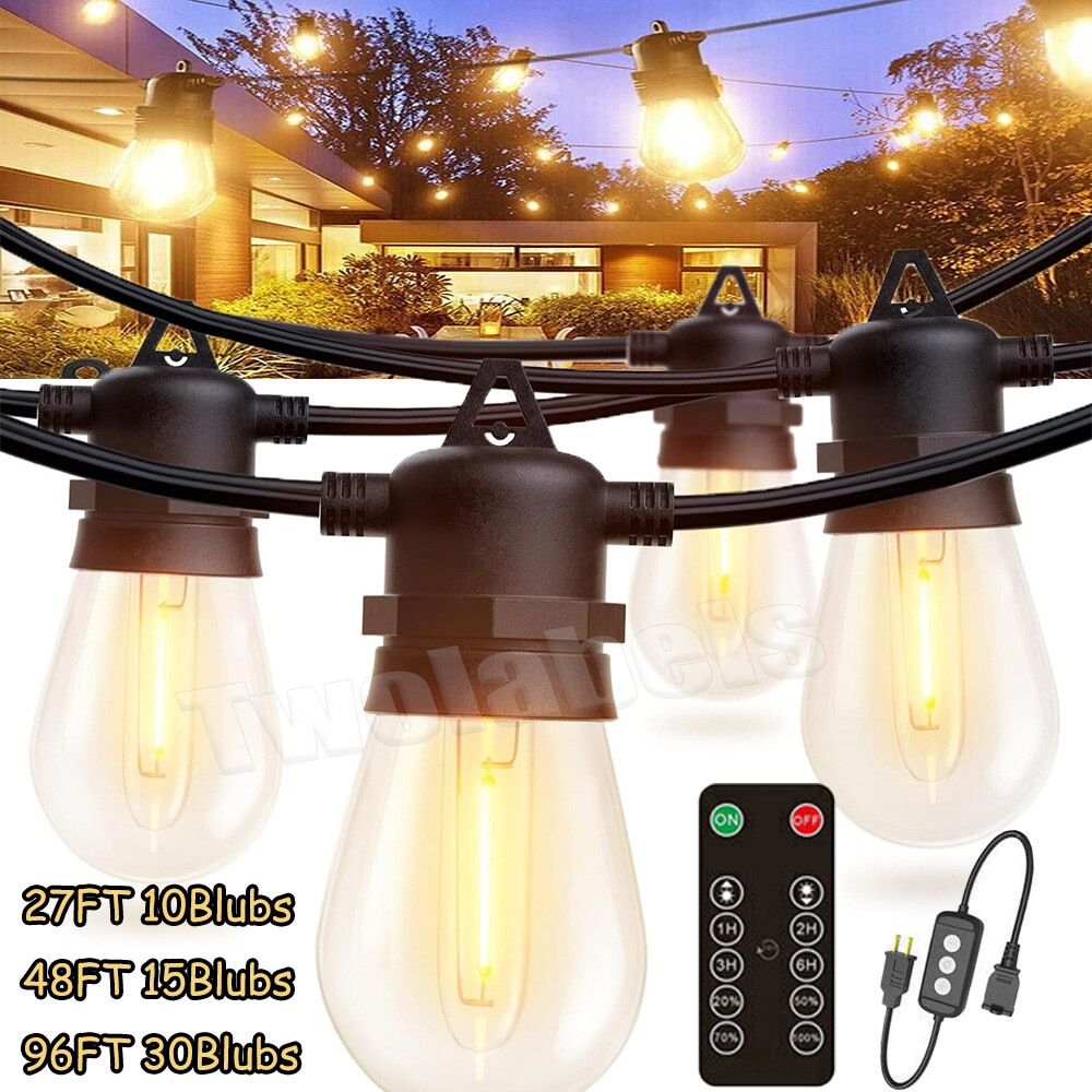 27/48/96Ft String Lights X-mas Decor S14 LED Warm for Outdoor Garden Patio Yard
