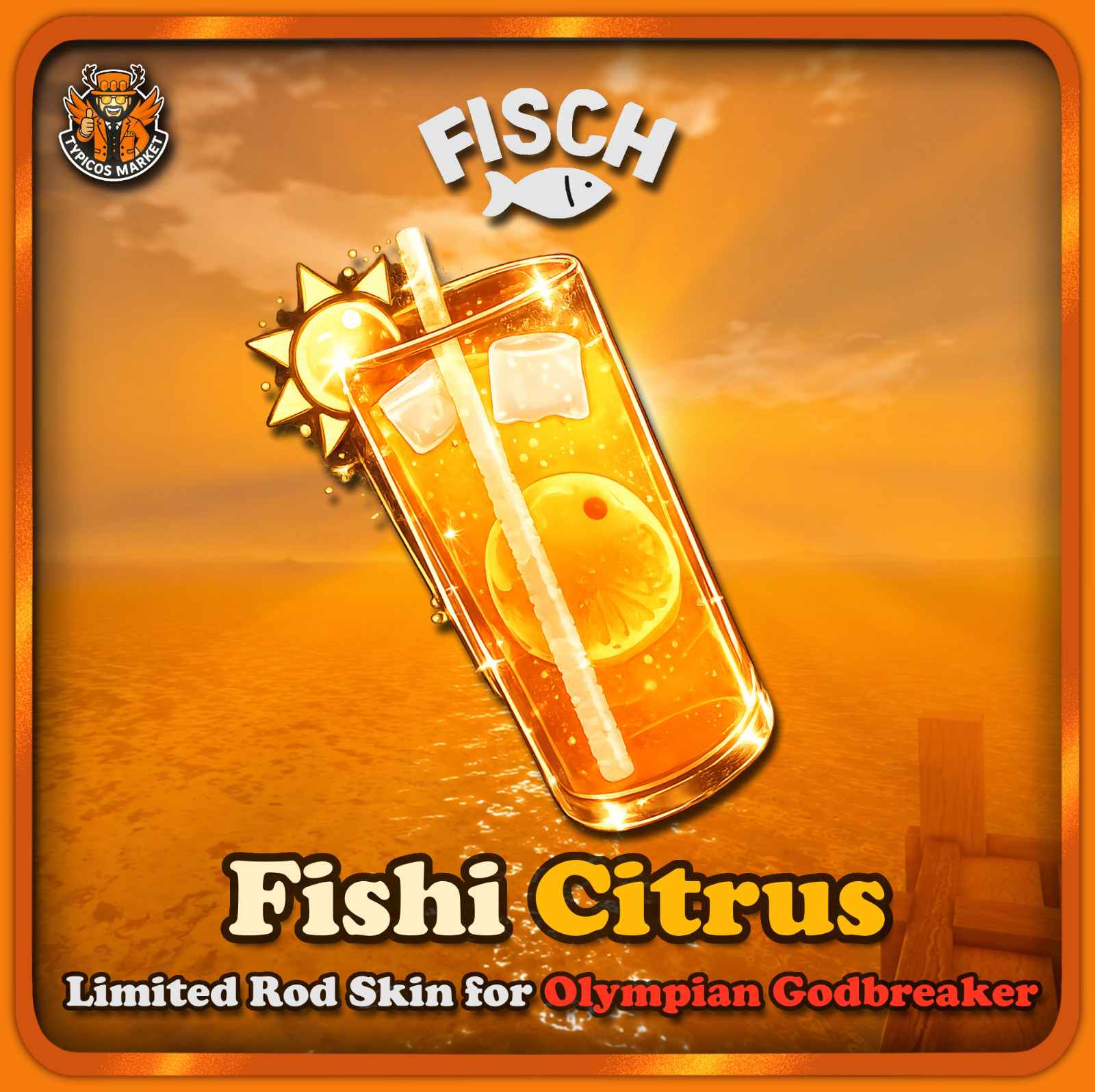 ☀️[FISCH] - Fishi Citrus - [Summer Limited Rod Skin for Olympian Godbreaker]🍊