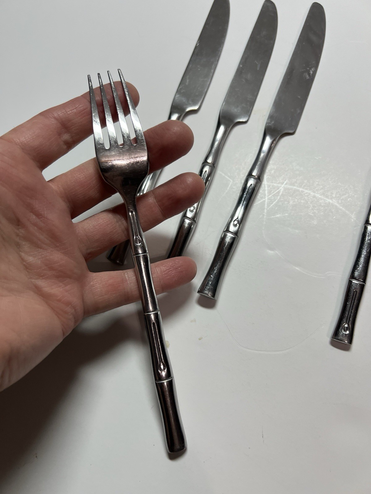Hampton Silversmith BAMBOO Flatware Stainless Steel 7 Pieces Lot