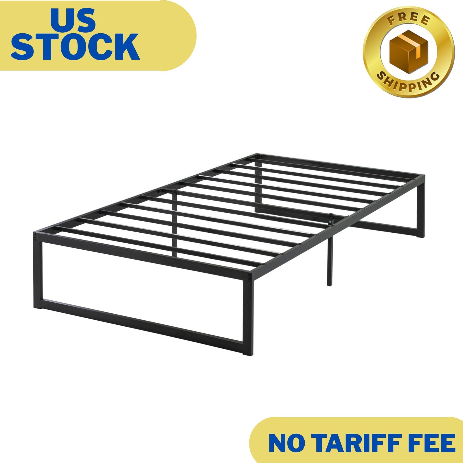 Abel 14" Metal Bed Frame with Steel Slat Support, Twin
