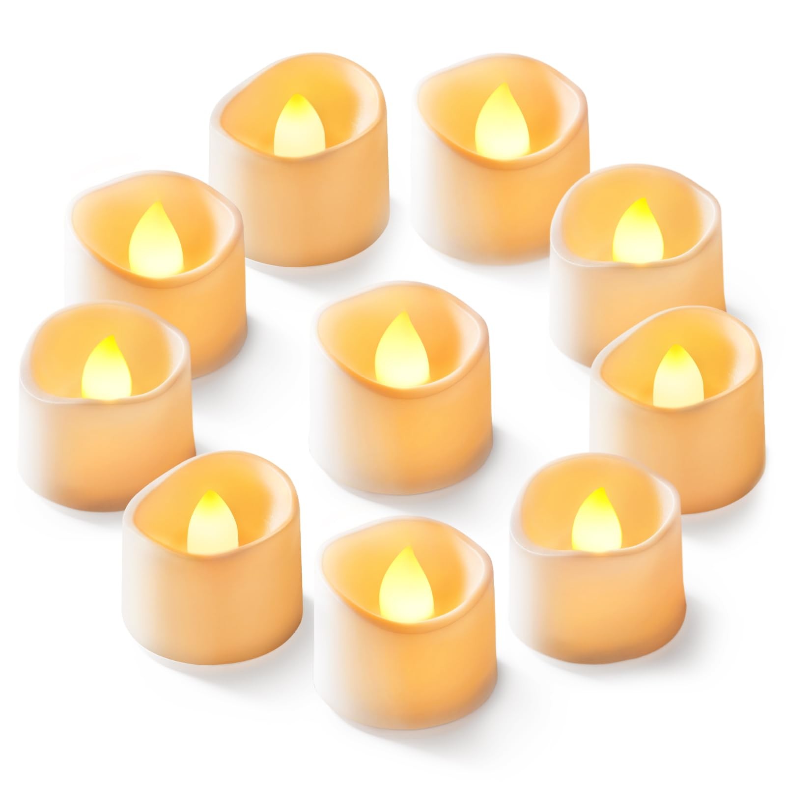 Homemory 24-Pack Flameless LED Tea Pack of 24, Bright Amber Glow – White Body