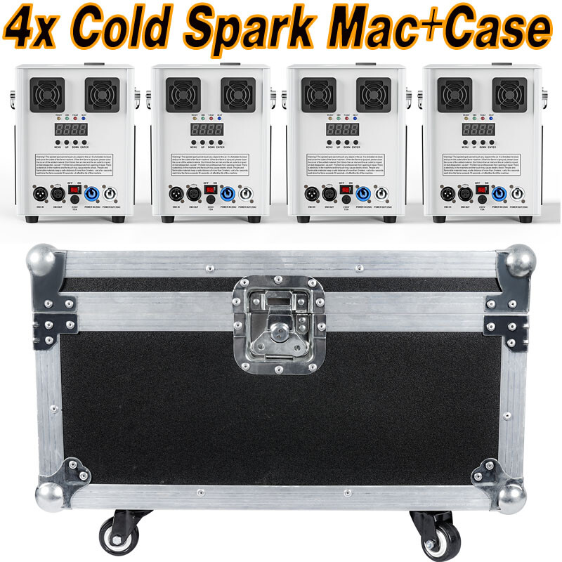 4x 700W Cold Spark Firework Machine Stage Effect Wedding DJ DMX Club+Flight Case