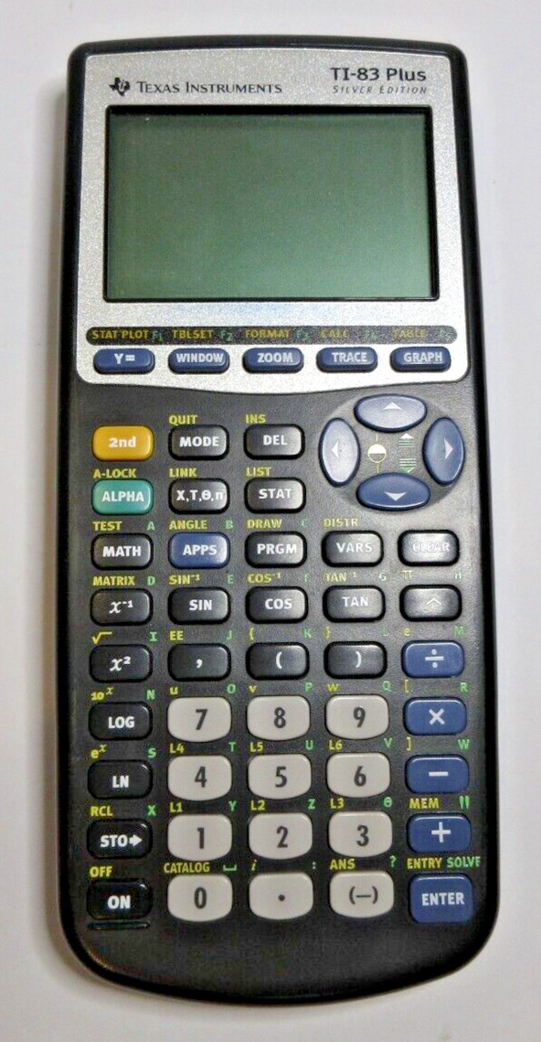 Texas Instruments TI-83 Plus Silver Edition Graphing Calculator & Cover UNTESTED