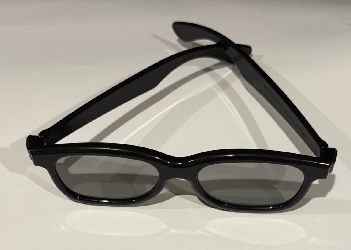 Real D 3D Glasses Video Movies Black Thick Frame 6" Long Retro Style - Set Of 2