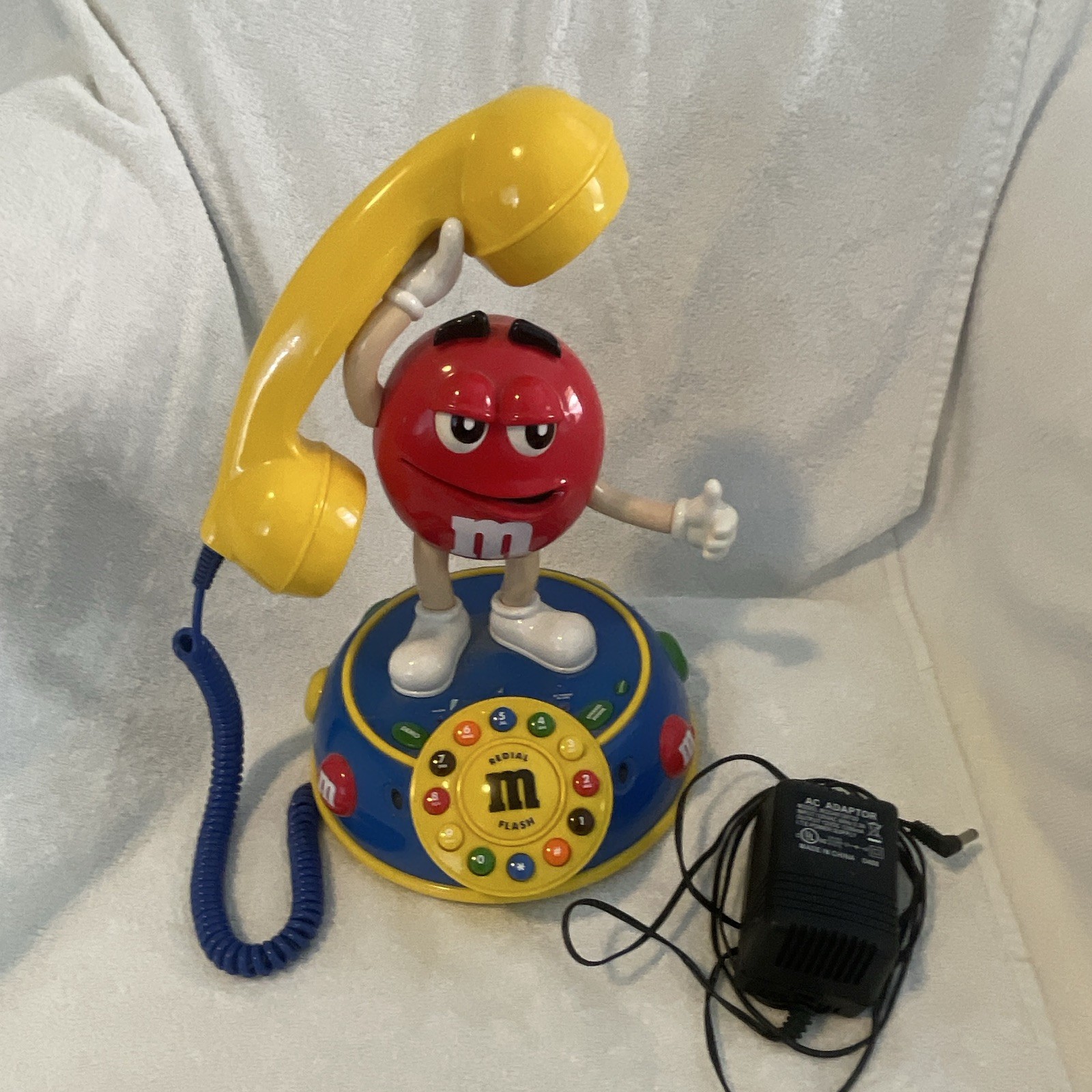 M&M's Red Character Novelty Phone w/ Yellow Handset Blue Base Candy Theme