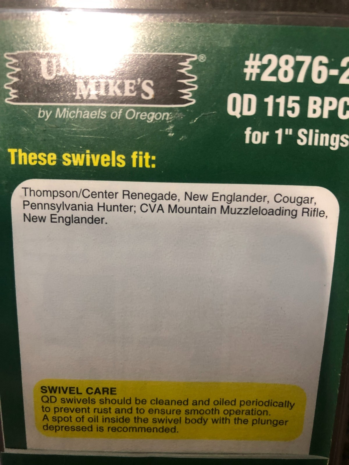Uncle Mike's Muzzleloader QD 1" Sling 2876-2 T/C Renegade & New Englander Rifles