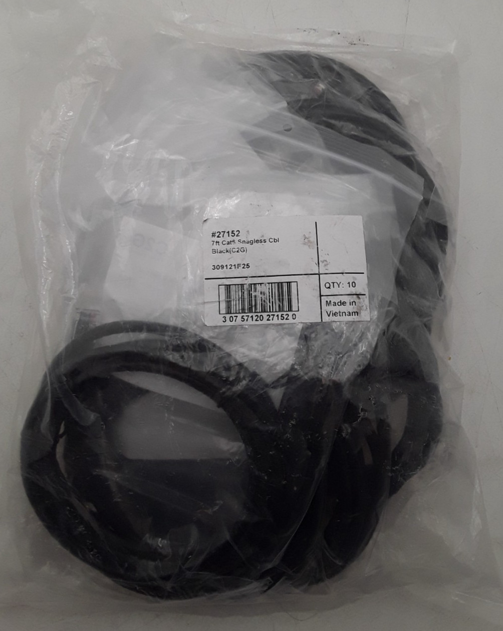 Lot of 10 | C2G #27152 | 7FT Cat6 RJ45 Network Cables | Snagless | Booted | BLK