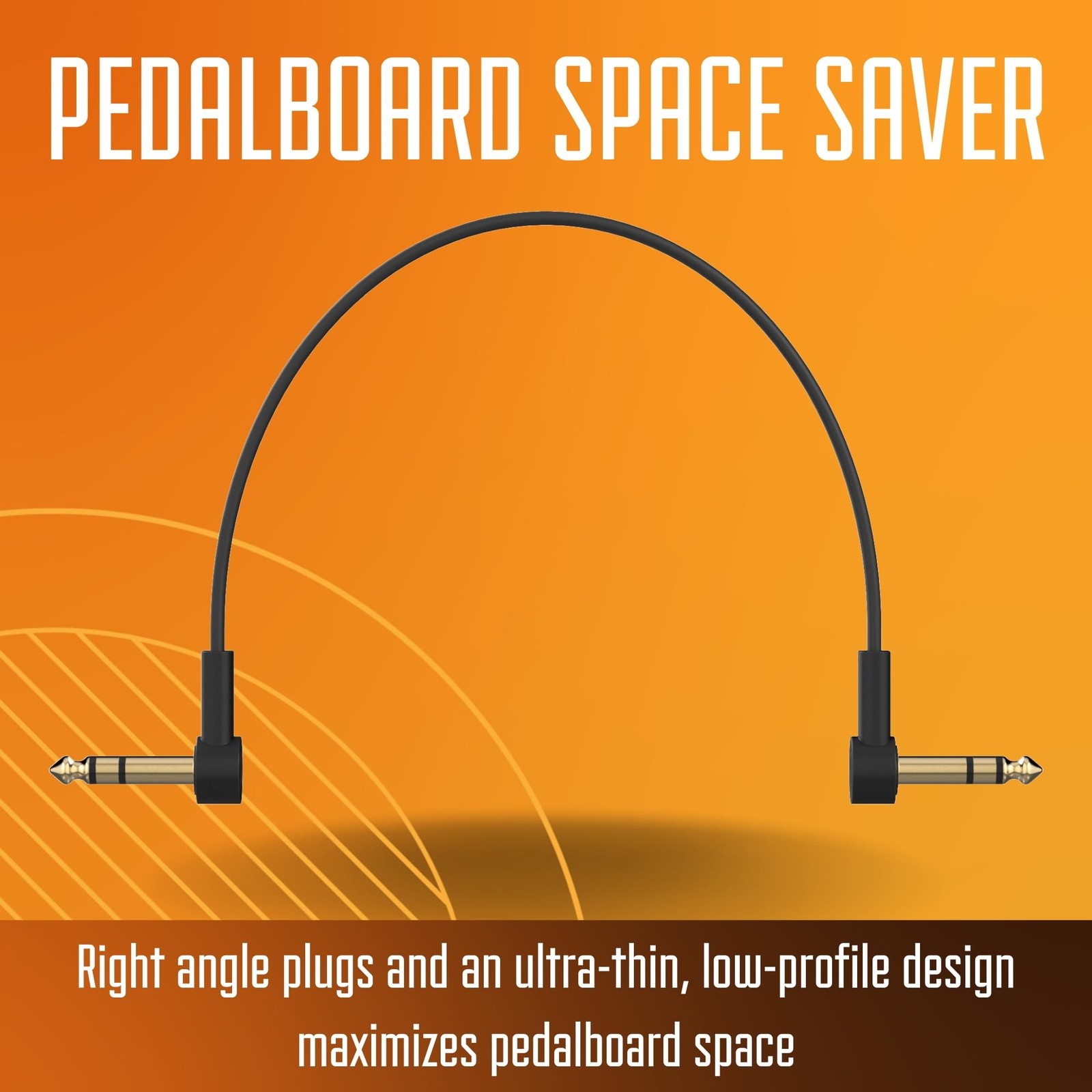 1/4" Stereo TRS Flat Patch Cables - 18" Ultra-Thin, Right Angle | Low Profile...