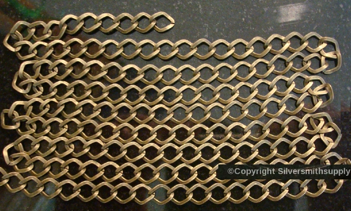 6 ft Bronze plated metal cable chain 8x7mm diamond twist 4 open links in PCH084