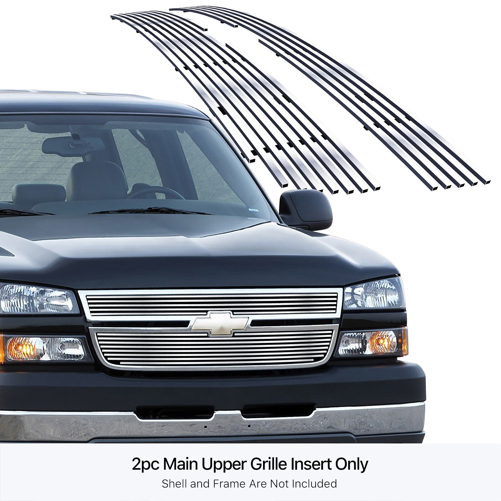 For 2006 Chevy Silverado 1500 HD SS Upper Stainless Chrome Billet Grille Insert