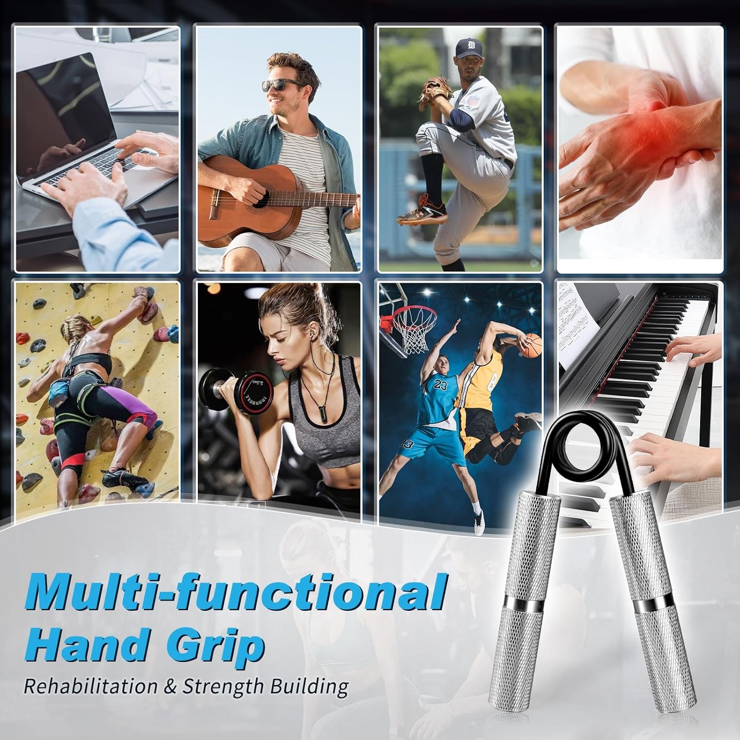 4Pcs Hand Gripper Strengthener Set 50LB-300LB, Grip Strength Trainer for Muscle