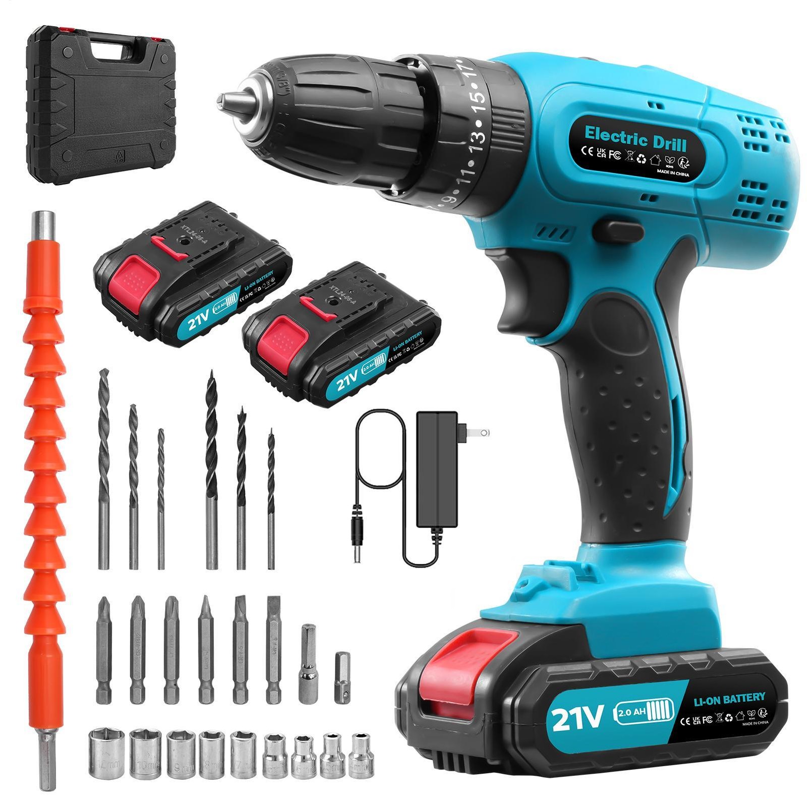 Hammer Drill Cordless Brushless Impact Driver Combo Kit With 2 Battery & Charger