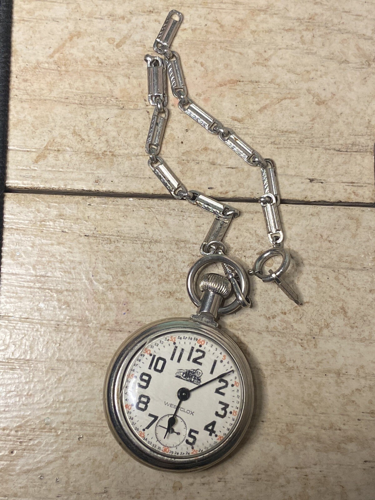 Vintage Westclox Stopwatch with Train Engraving, NOT WORKING