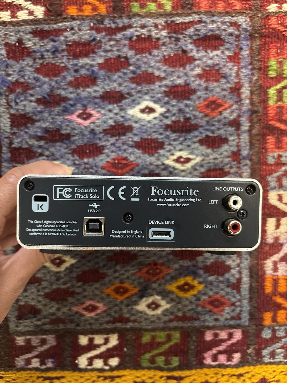 Used Focusrite iTrack Solo Audio Recording Interface No Device Link Cable