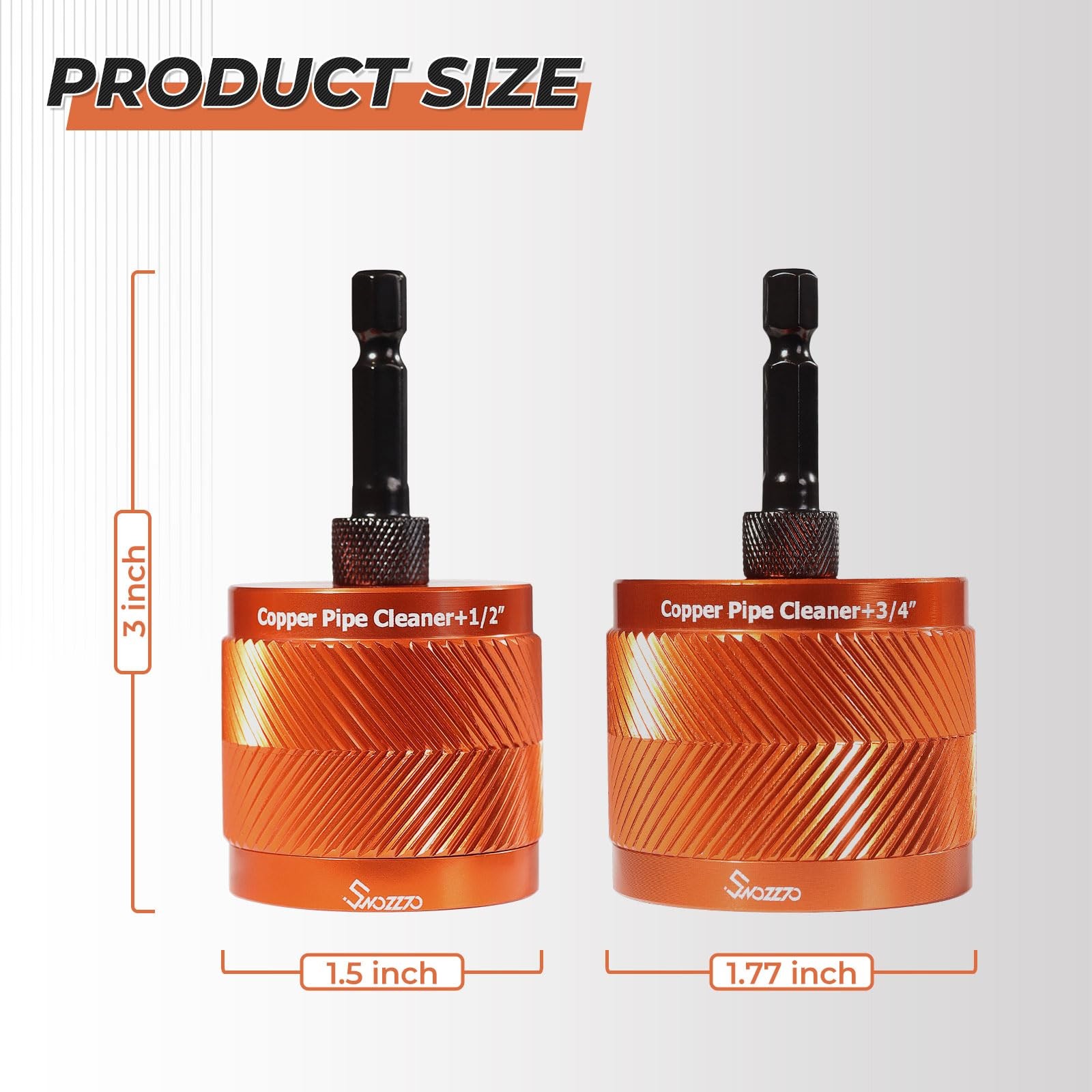 1/2" & 3/4" Metal Copper Pipe Cleaner Set,with 1/4 Hex Shank,Each Additional 2PC
