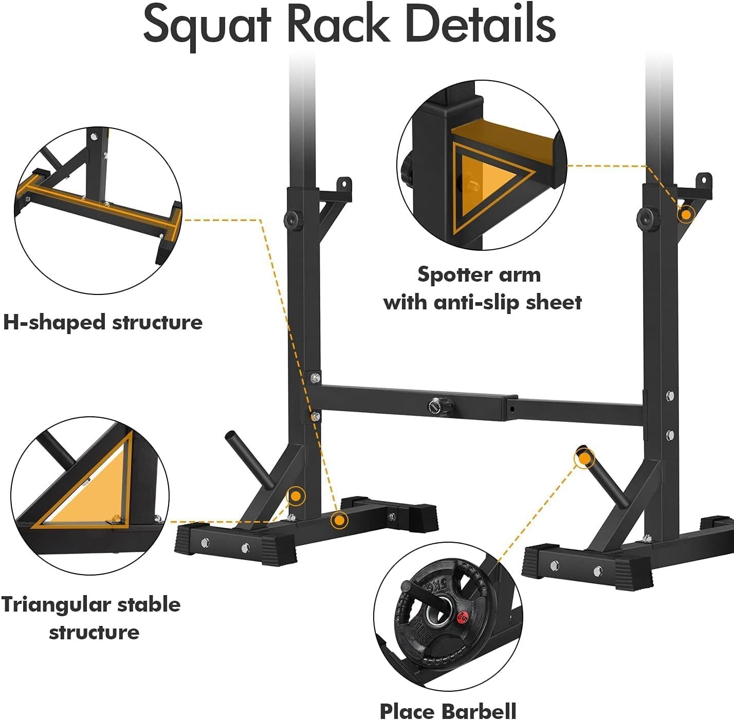 Multi-Functional Barbell Rack with Safety Locking