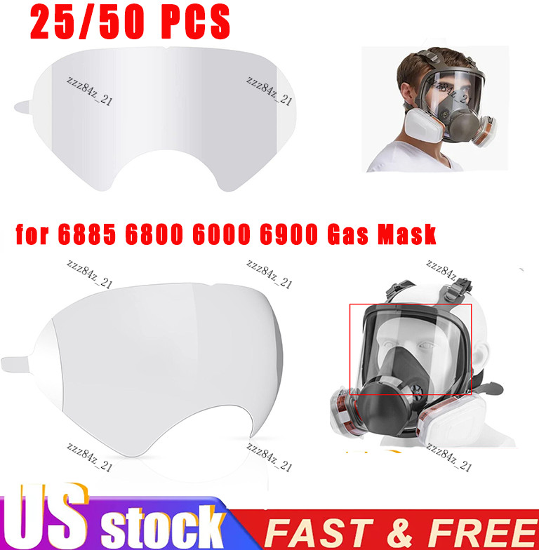 25/50 Pack Peel Off Lens Cover Face Shield Film for 6885 6000 6900 6800 Gas Mask