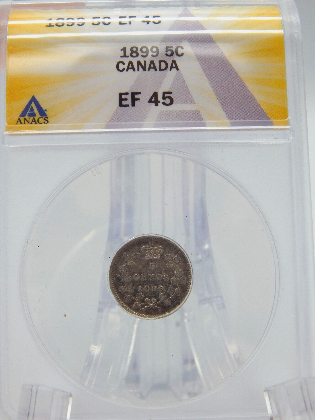 1899 CANADA EF 45 Details ANACS Canada 5 CENT Silver Coin  #BT-207